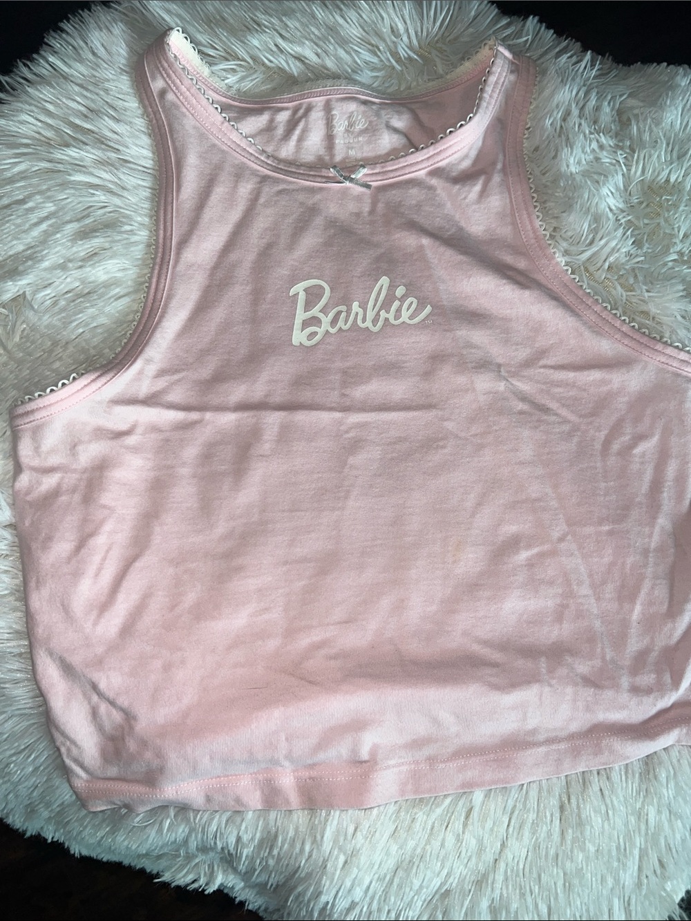 Barbie Light Pink Logo Crop Tank Top